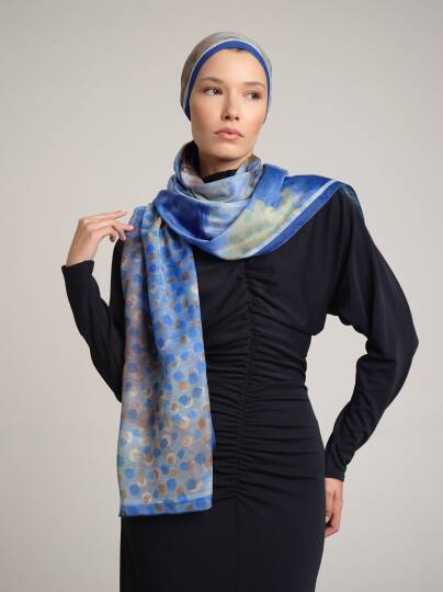Fırça Hâlesi Koleksiyonu - Mavi Ufuk Çift Taraf Şal