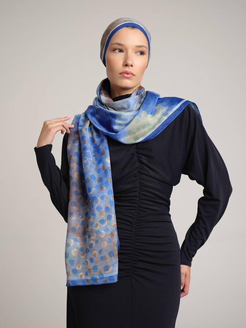 Fırça Hâlesi Koleksiyonu - Mavi Ufuk Çift Taraf Şal - 1