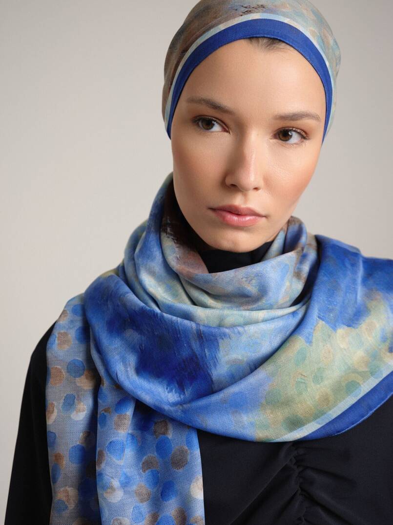 Fırça Hâlesi Koleksiyonu - Mavi Ufuk Çift Taraf Şal - 2