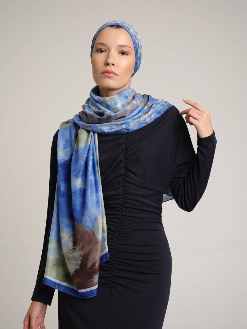 Fırça Hâlesi Koleksiyonu - Mavi Ufuk Çift Taraf Şal - 3