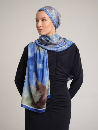 Fırça Hâlesi Koleksiyonu - Mavi Ufuk Çift Taraf Şal - 4