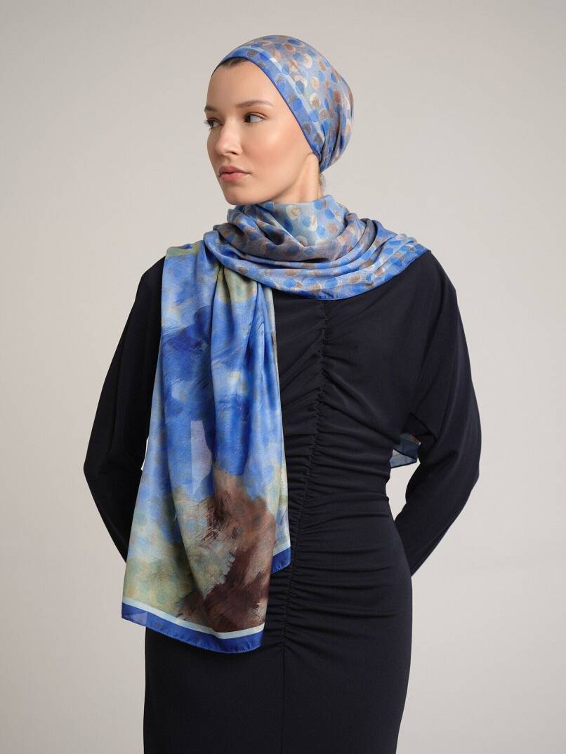 Fırça Hâlesi Koleksiyonu - Mavi Ufuk Çift Taraf Şal - 4