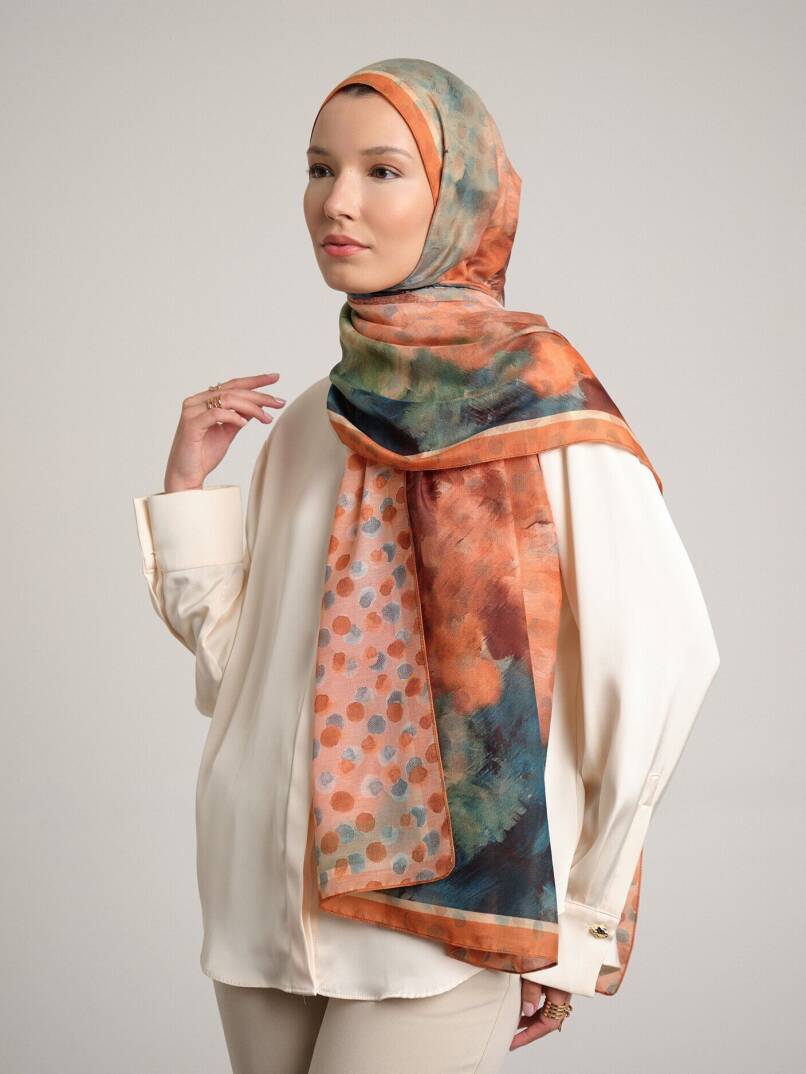 Fırça Hâlesi Koleksiyonu - Mercan Poyraz Çift Taraf Şal - 1