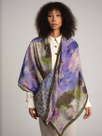 Fırça Hâlesi Koleksiyonu - Sükûn Moru Çift Taraf Şal