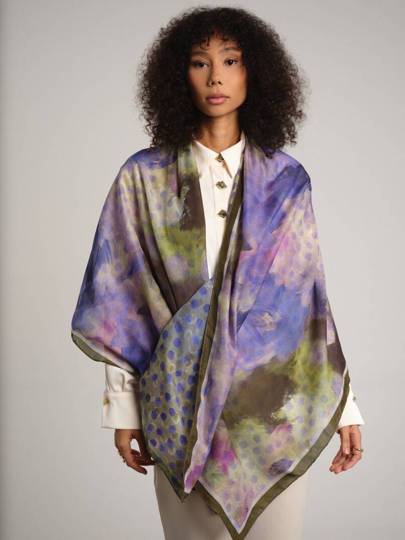 Fırça Hâlesi Koleksiyonu - Sükûn Moru Çift Taraf Şal - 1