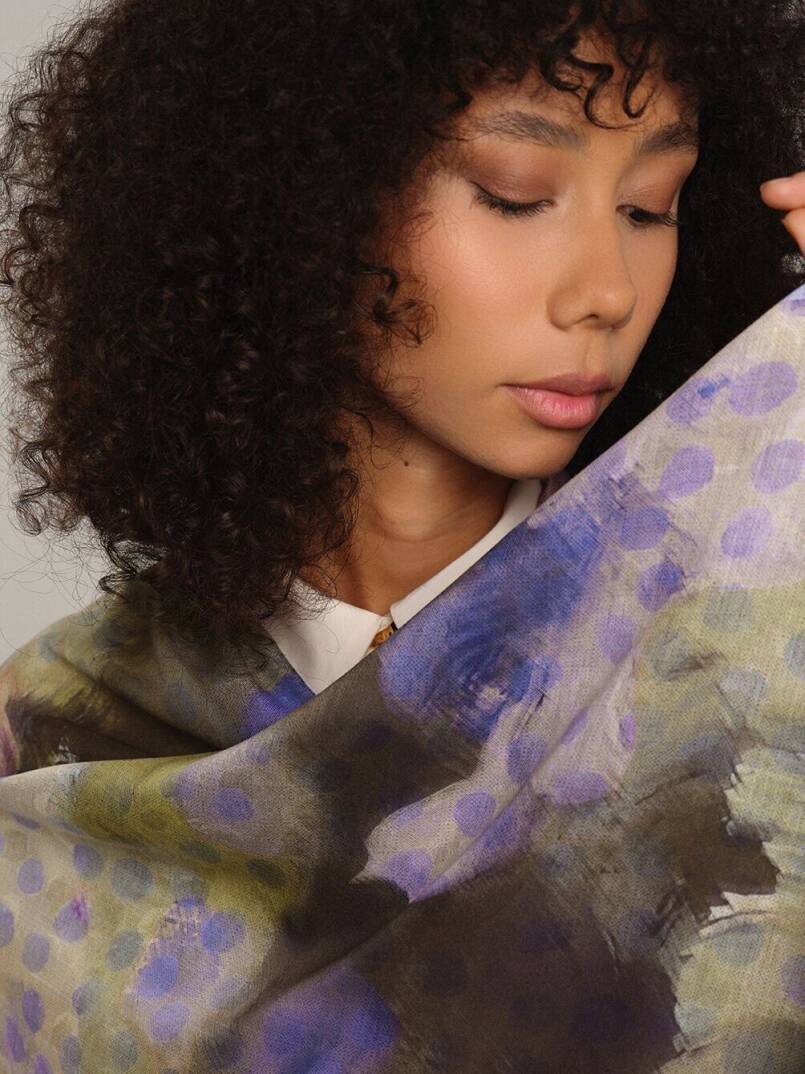 Fırça Hâlesi Koleksiyonu - Sükûn Moru Çift Taraf Şal - 2