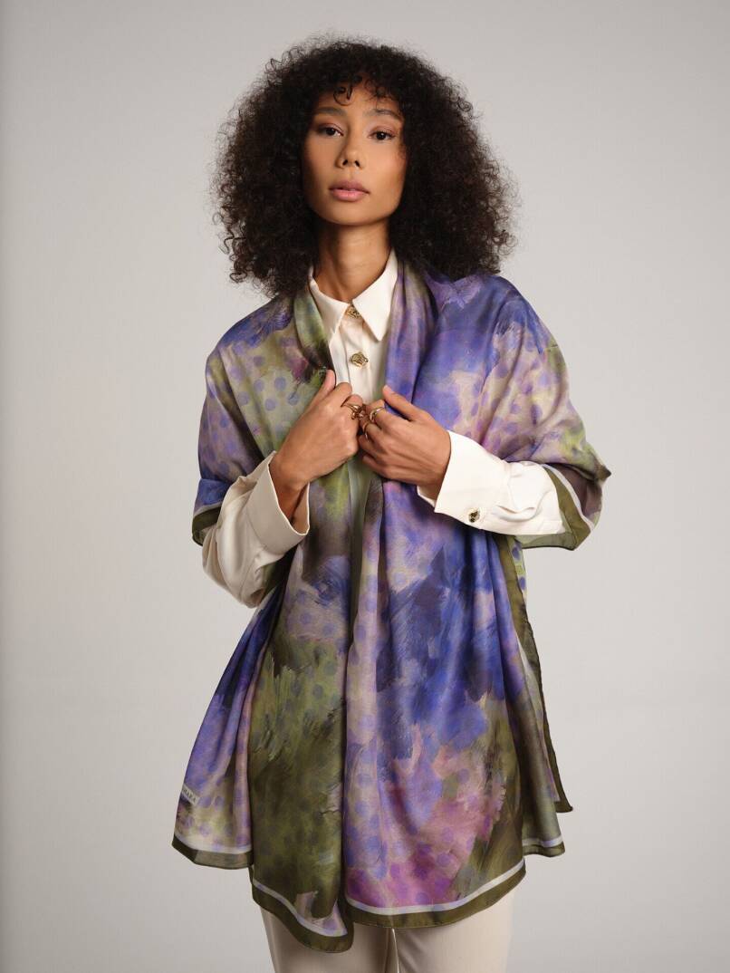 Fırça Hâlesi Koleksiyonu - Sükûn Moru Çift Taraf Şal - 3