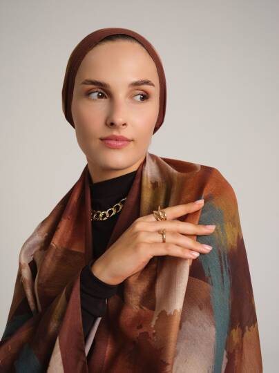 Fırça Koleksiyonu - Kiremit Tek Taraf Şal - 2