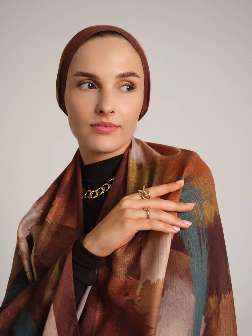 Fırça Koleksiyonu - Kiremit Tek Taraf Şal - 2