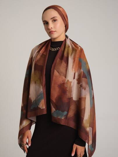 Fırça Koleksiyonu - Kiremit Tek Taraf Şal - 3