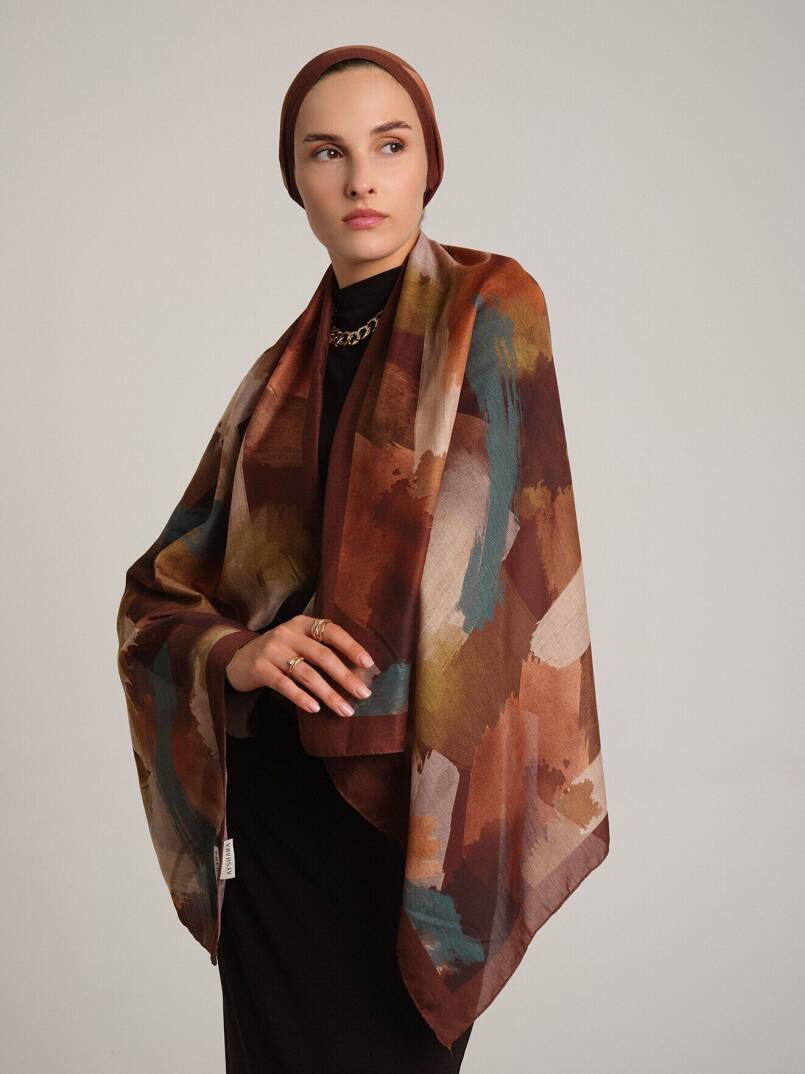Fırça Koleksiyonu - Kiremit Tek Taraf Şal - 4