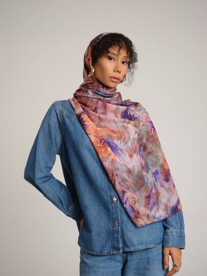 Gülce Koleksiyonu - Leylak Kıvılcımı Çift Taraf Şal - 3