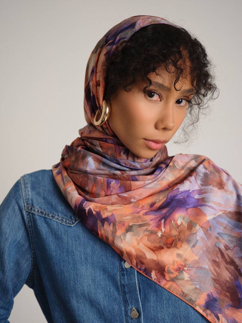 Gülce Koleksiyonu - Leylak Kıvılcımı Çift Taraf Şal - 4