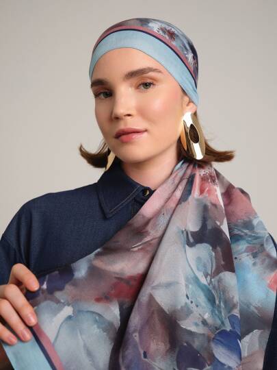 Hâle Koleksiyonu - Safir Tek Taraf Şal - 2