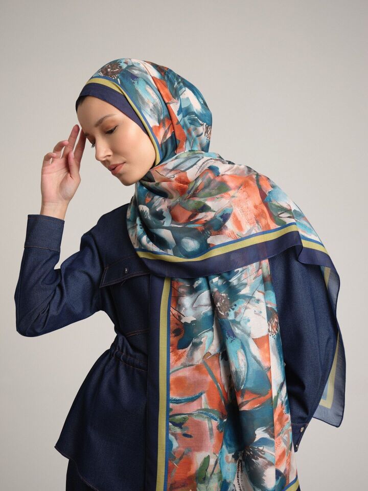 Kökbahar Koleksiyonu Turkuaz Kıyısı Şal