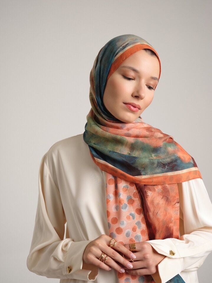 Fırça Hâlesi Koleksiyonu Mercan Poyraz Şal