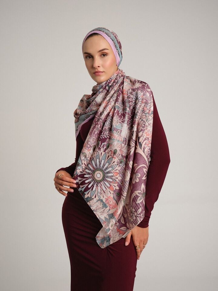 Nakkaşın Mührü Koleksiyonu Leylak Mısra Şal