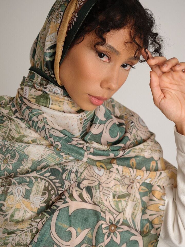 Nakkaşın Mührü Koleksiyonu Zümrüt Satır Şal