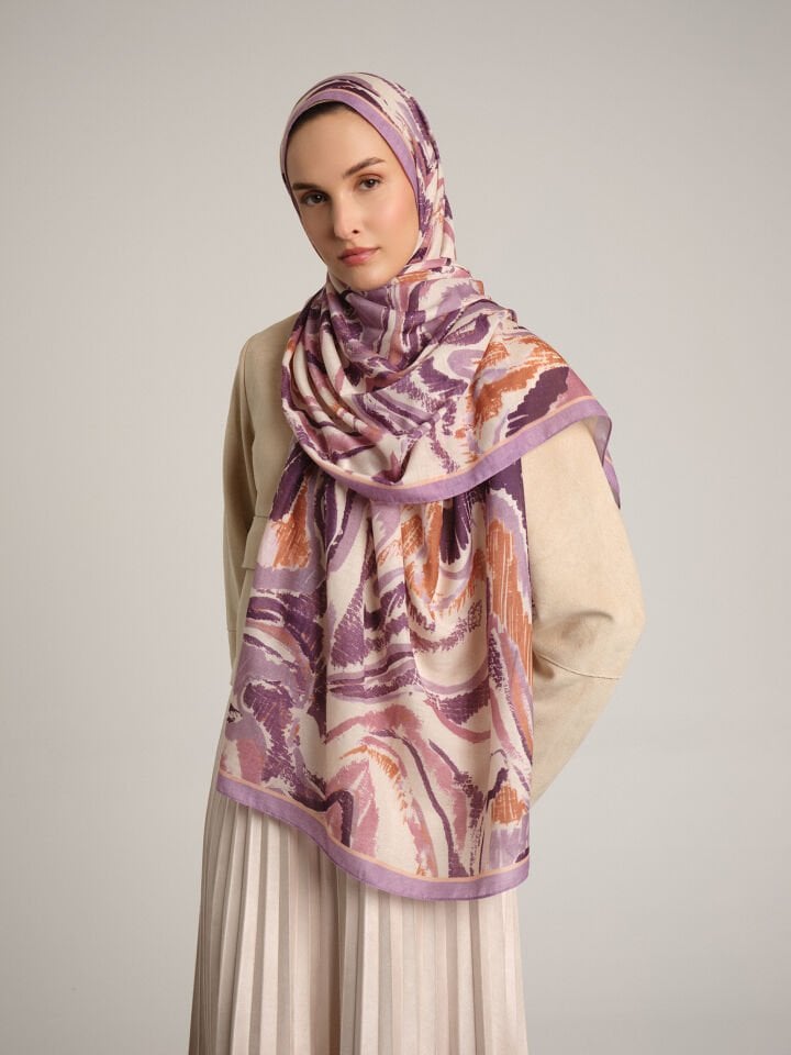 Devr-i Fırça Koleksiyonu Leylak Kıvrım Şal