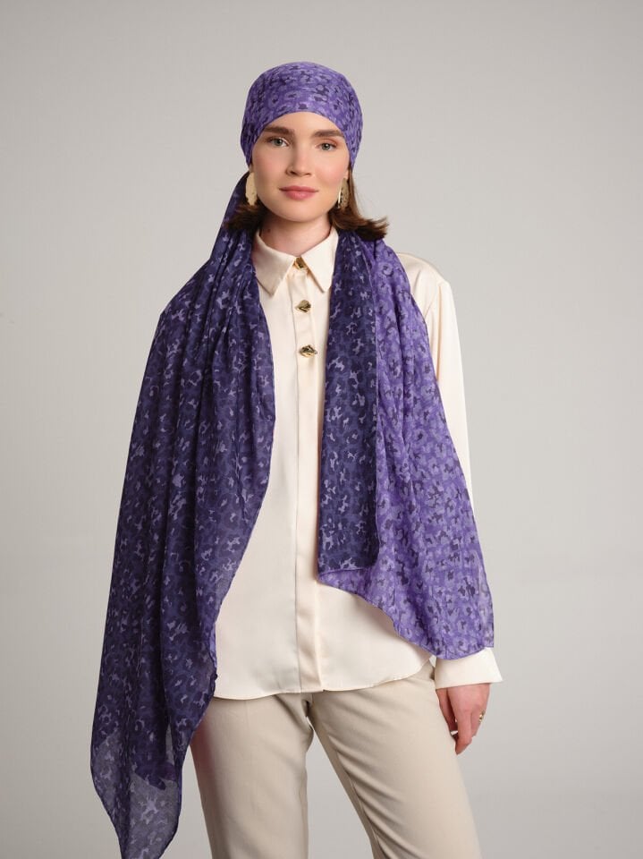 Peleng Koleksiyonu Leylak Tozu Şal
