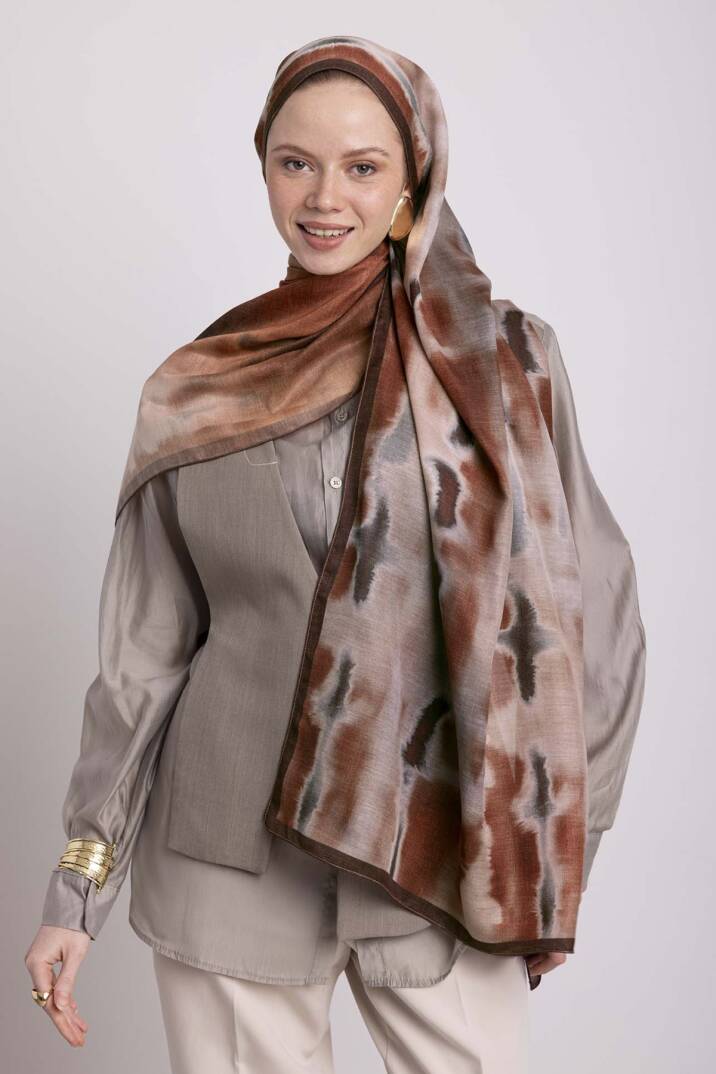 Kadim Hatlar Kolleksiyonu - Kiremit Çift Taraf Şal - 6