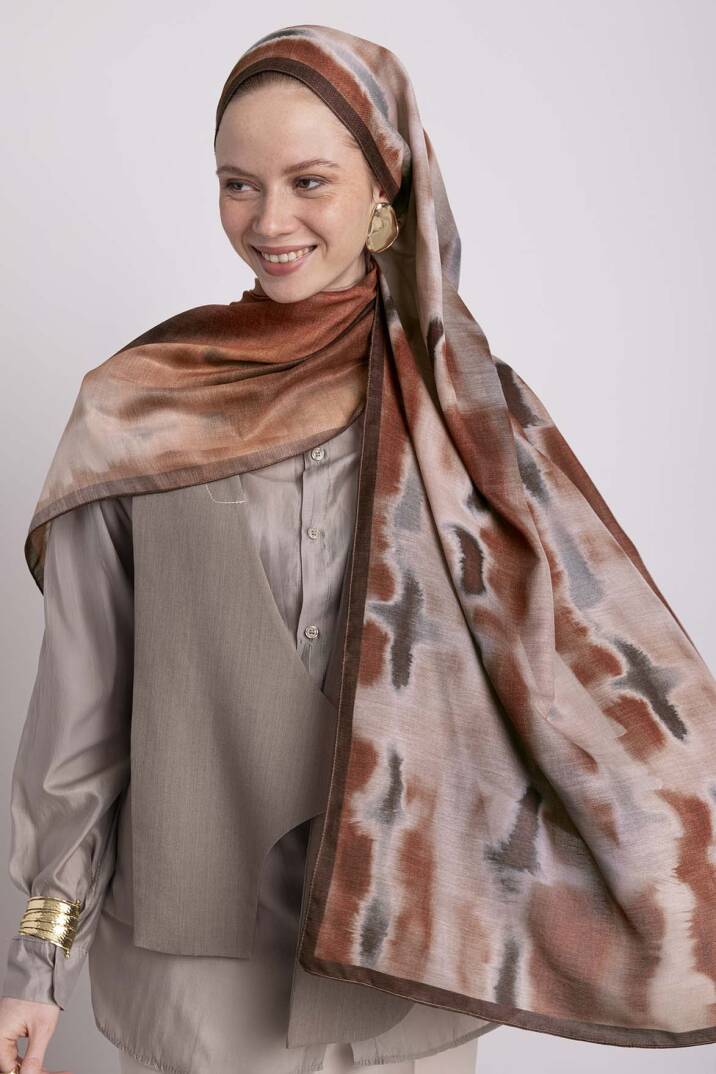 Kadim Hatlar Kolleksiyonu - Kiremit Çift Taraf Şal - 7