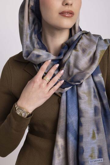 Kadim Hatlar Kolleksiyonu - Lacivert Çift Taraf Şal - 4
