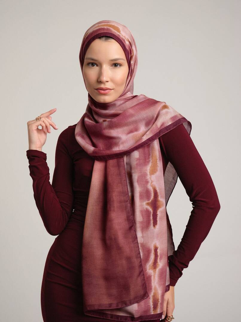 Kadim Hatlar Kolleksiyonu - Mürdüm Çift Taraf Şal - 4