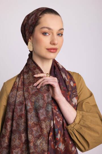 Kardelen Koleksiyonu - Kehribar Sıcağı  Çift Taraf Şal - 4