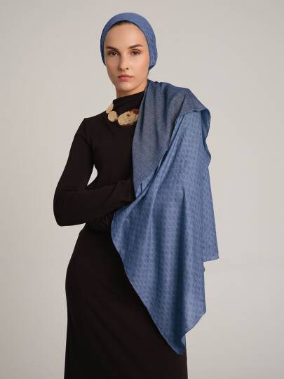 Katre-i Zerâfet Koleksiyonu - Gök Mavisi Katre Çift Taraf Şal
