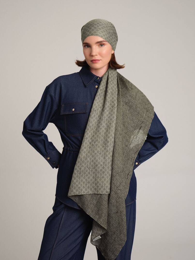 Katre-i Zerâfet Koleksiyonu - Nakkaş Yeşili Çift Taraf Şal - 1