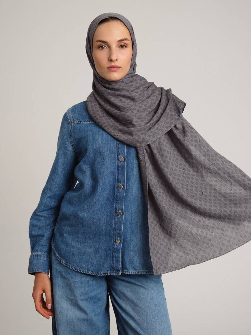Katre-i Zerâfet Koleksiyonu - Sisli Kurşun Çift Taraf Şal - 1