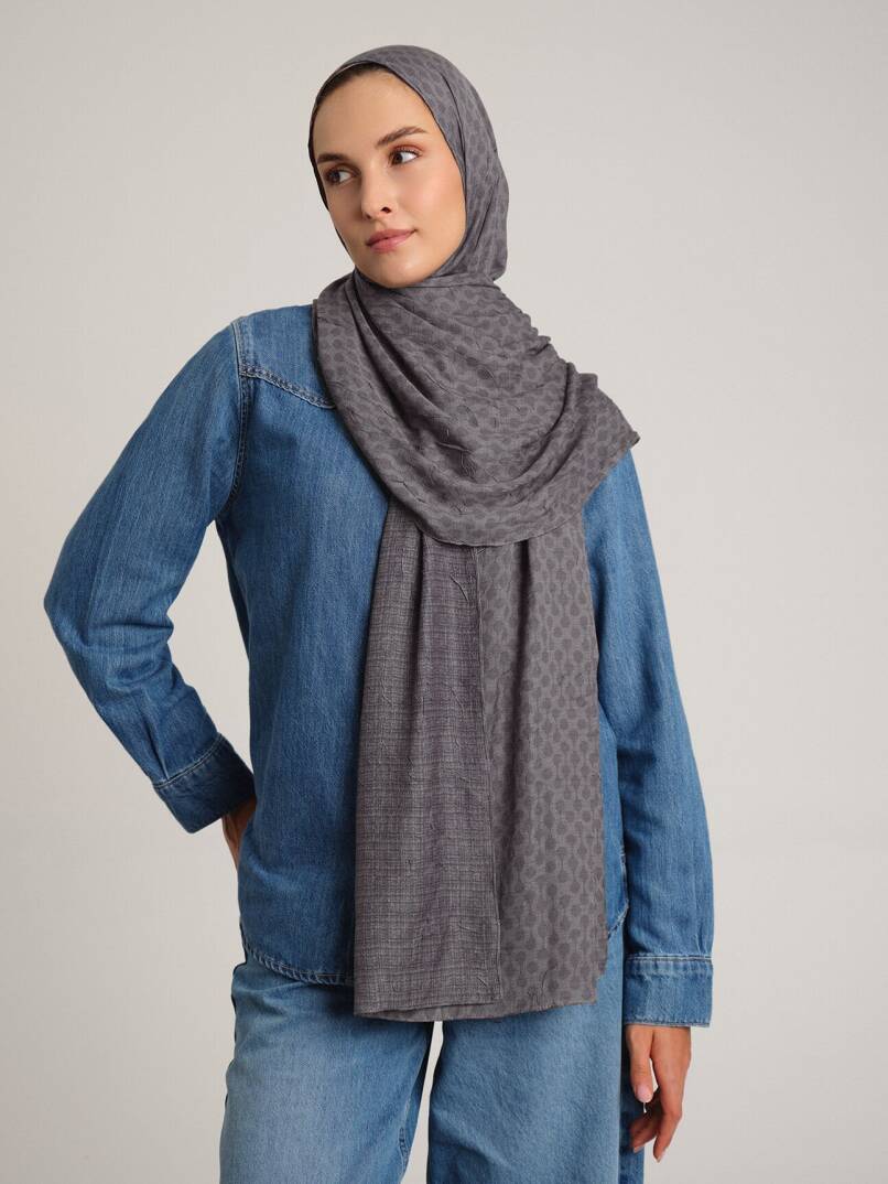 Katre-i Zerâfet Koleksiyonu - Sisli Kurşun Çift Taraf Şal - 4
