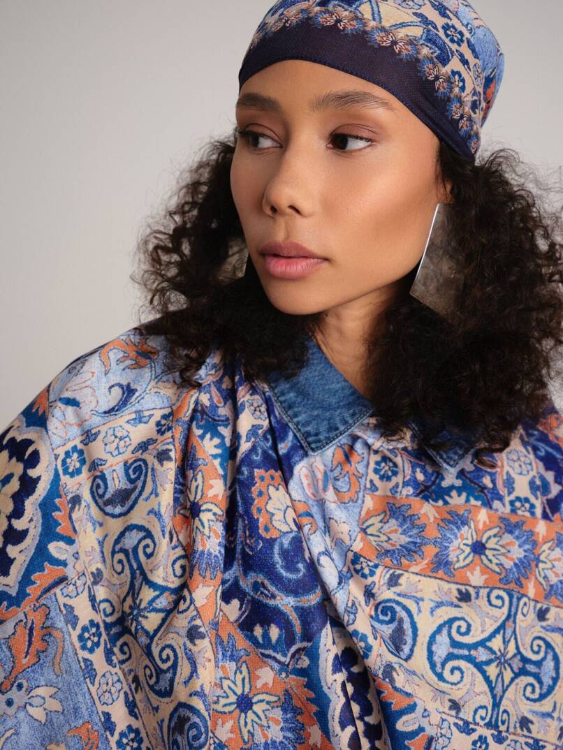 Kırkpare Koleksiyonu - Çinimavi Tek Taraf Şal - 2