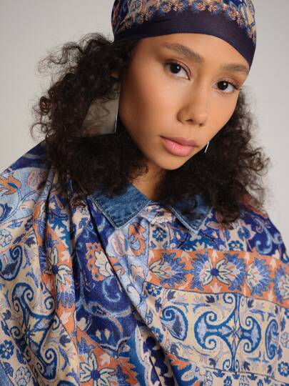 Kırkpare Koleksiyonu - Çinimavi Tek Taraf Şal - 4