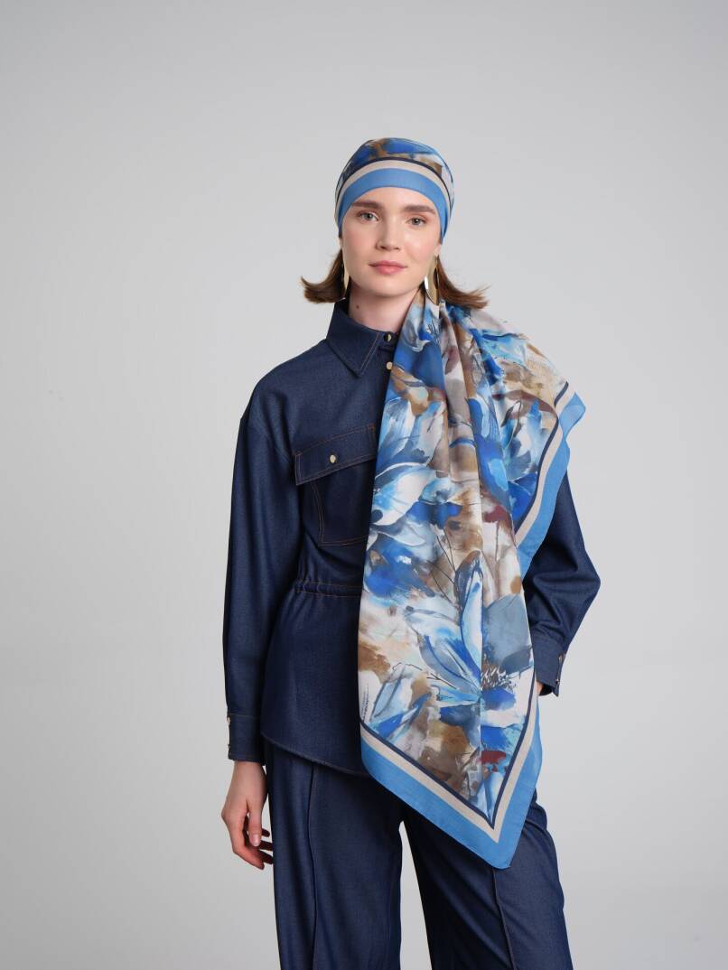 Kökbahar Koleksiyonu - Çini Şafak Tek Taraf Şal - 1