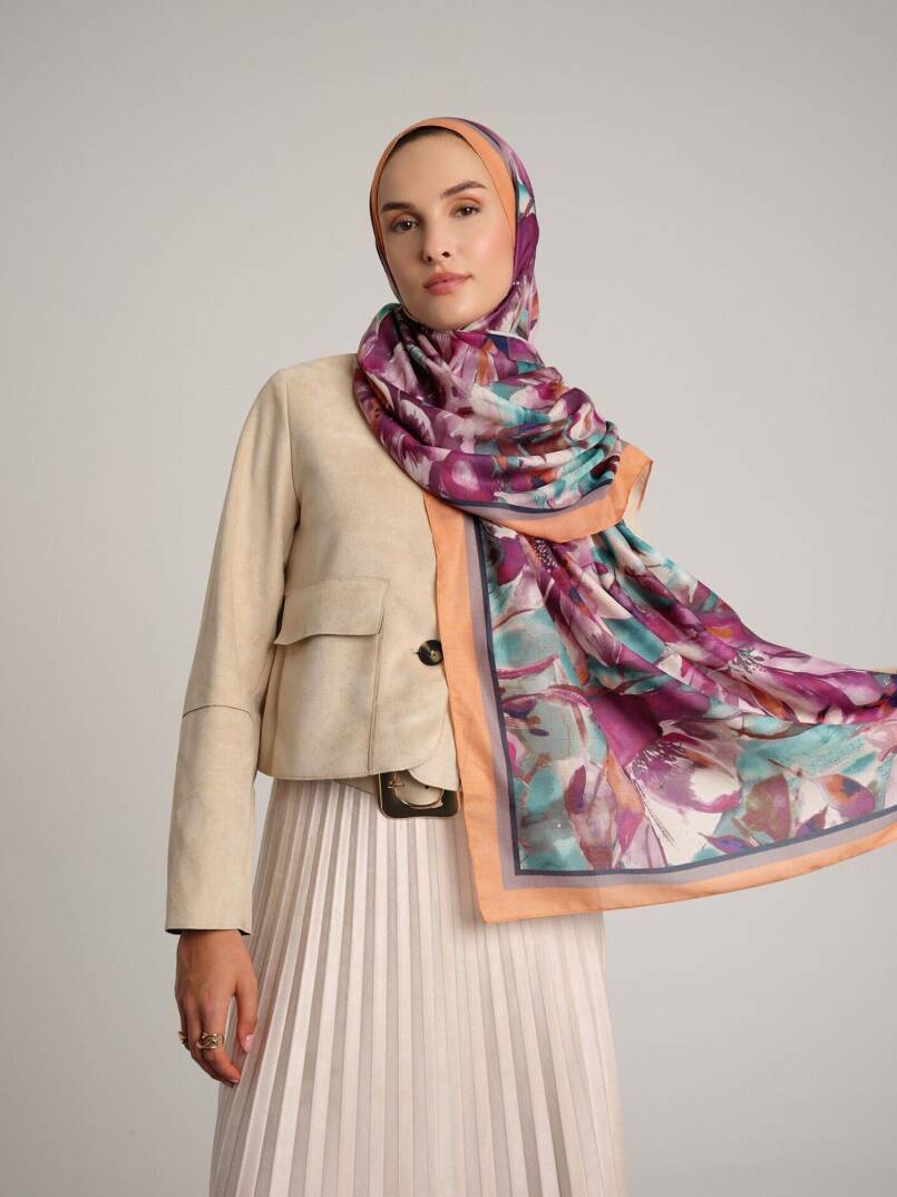 Kökbahar Koleksiyonu - Erguvan Pınarı Tek Taraf Şal - 4