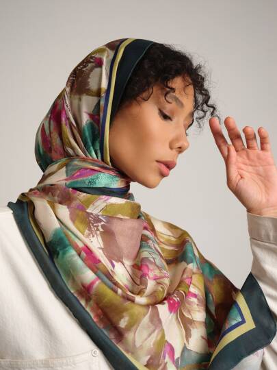 Kökbahar Koleksiyonu - Zeytin Filizi Tek Taraf Şal - 2