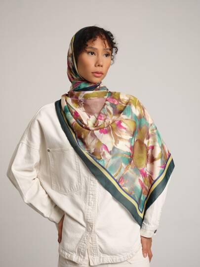 Kökbahar Koleksiyonu - Zeytin Filizi Tek Taraf Şal - 3