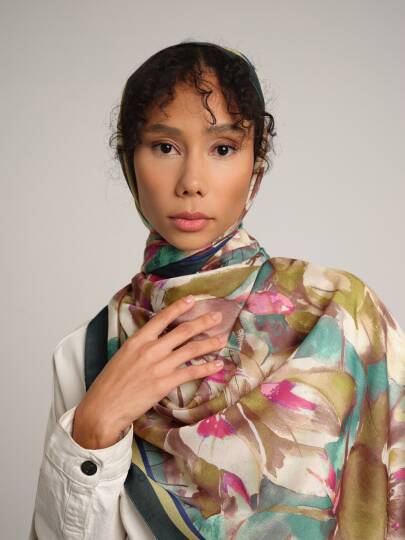 Kökbahar Koleksiyonu - Zeytin Filizi Tek Taraf Şal - 4