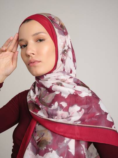 Mahperi  Koleksiyonu - Kırmızı Ferman Tek Taraf Şal - 2