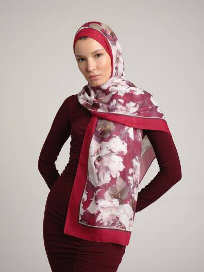 Mahperi  Koleksiyonu - Kırmızı Ferman Tek Taraf Şal - 3