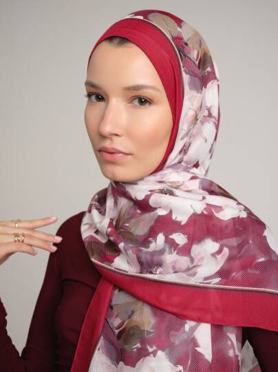 Mahperi  Koleksiyonu - Kırmızı Ferman Tek Taraf Şal - 4