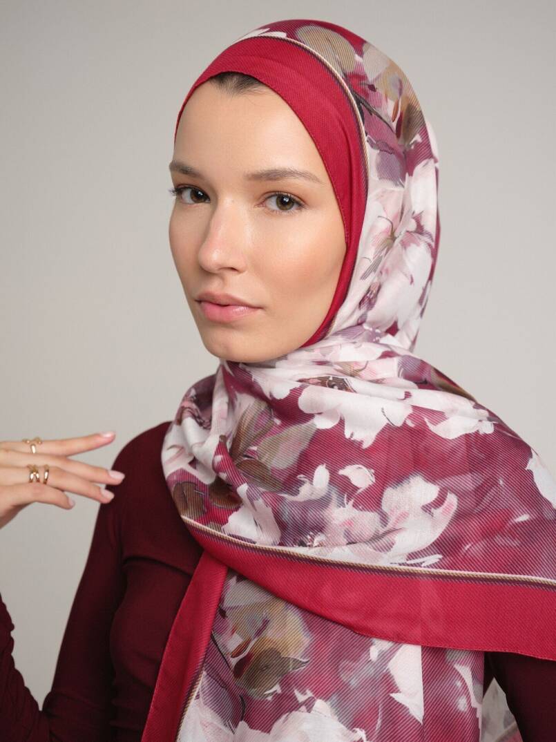 Mahperi  Koleksiyonu - Kırmızı Ferman Tek Taraf Şal - 4