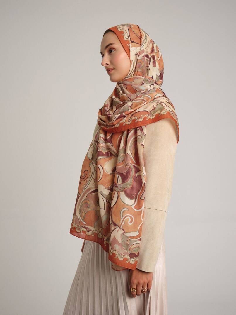 Mihrimah Koleksiyonu - Kehribar Kemer Tek Taraf Şal - 1