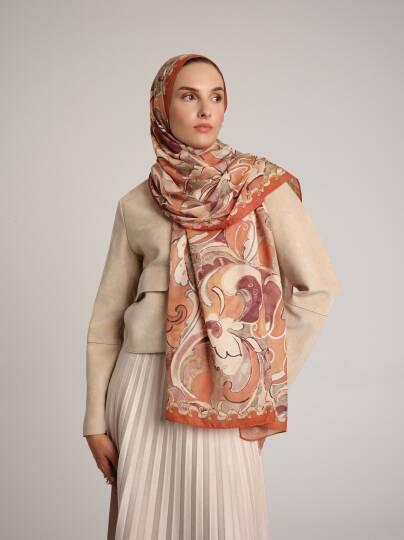 Mihrimah Koleksiyonu - Kehribar Kemer Tek Taraf Şal - 4
