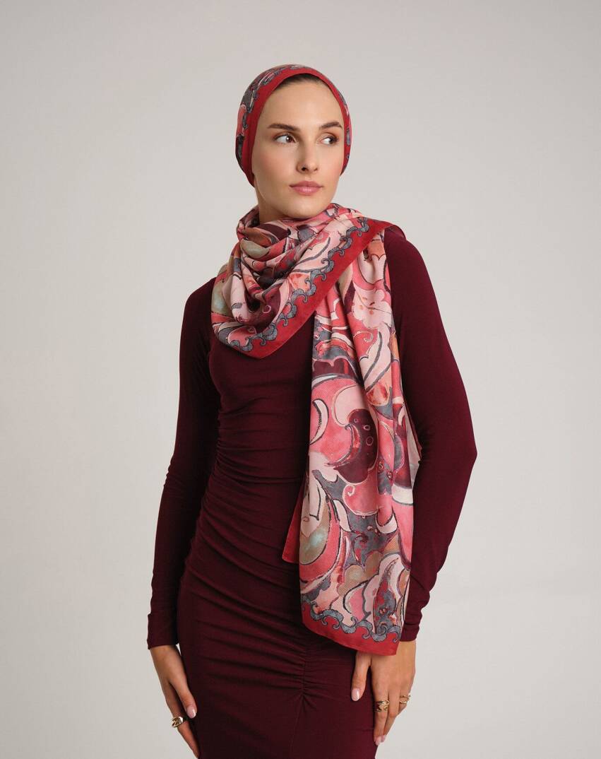 Mihrimah Koleksiyonu - Kızıl Tuğra Tek Taraf Şal - 1