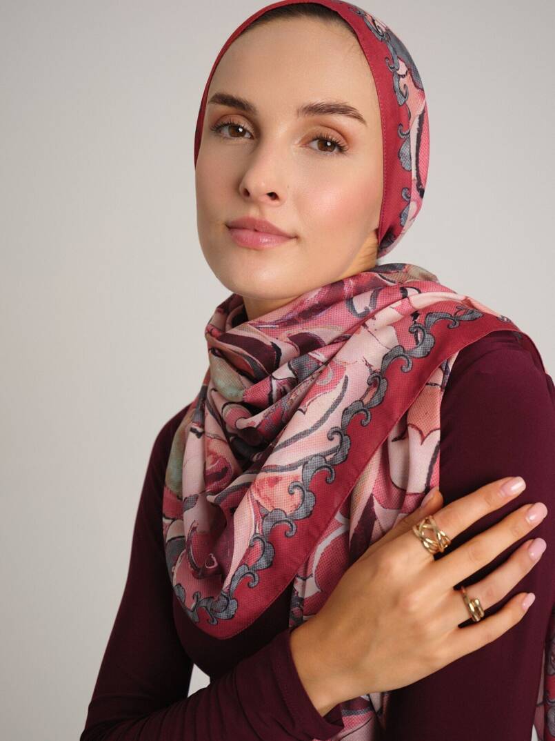 Mihrimah Koleksiyonu - Kızıl Tuğra Tek Taraf Şal - 2