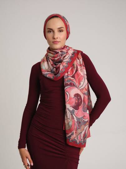 Mihrimah Koleksiyonu - Kızıl Tuğra Tek Taraf Şal - 3