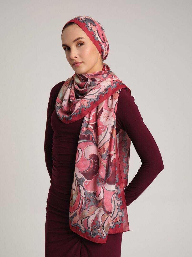 Mihrimah Koleksiyonu - Kızıl Tuğra Tek Taraf Şal - 4